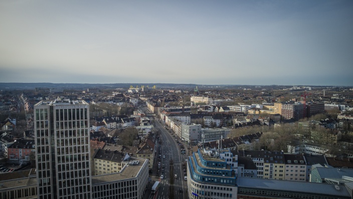 Auf diesem Bild sehen Sie Dortmund aus der Vogelperspektive.