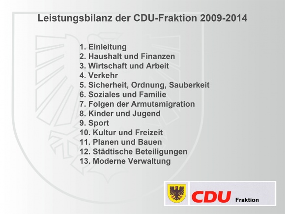 September 2014: Fraktionsbilanz 2009-2014
